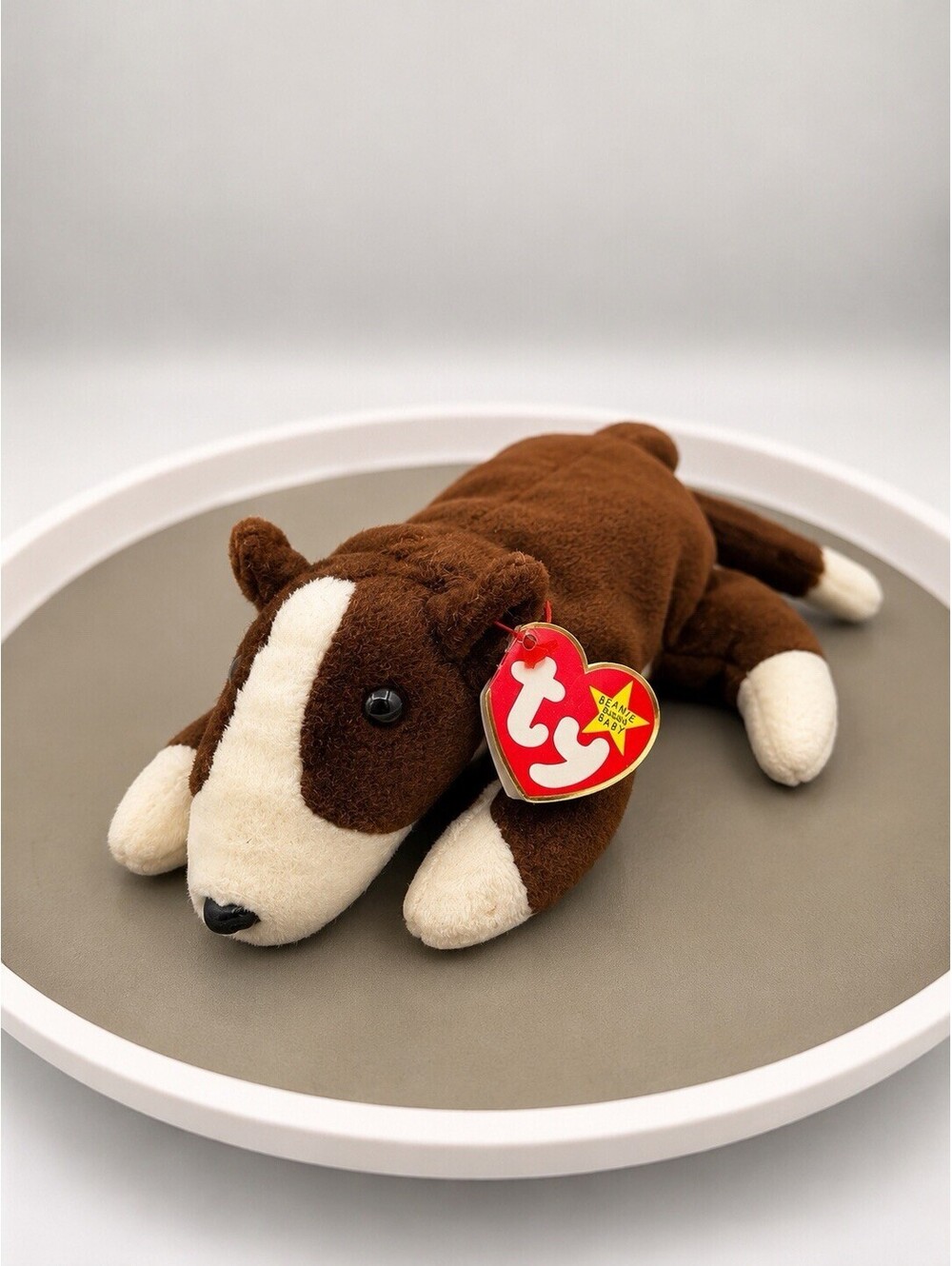Ty Beanie Baby Bruno Chocolate Brown Bull Terrier Dog 9" 1997 Boys Girls 3
